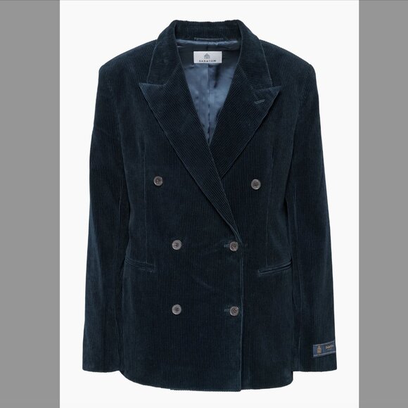 Aritzia Babaton Urban Corduroy Suit (Blazer+Pant) | Navy | Size L | Size 12 - Picture 7 of 7